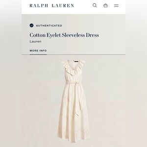 Lauren Woman Midi Dress Cream 100% Cotton Size 18